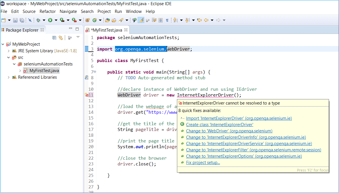 Running Selenium Test on Explorer Browser TutorialCup