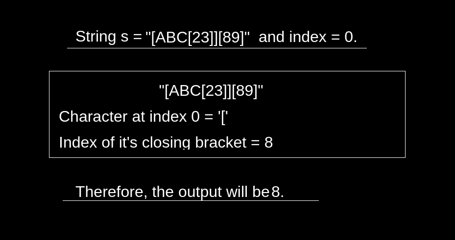 Find Index of Closing Bracket for a Given Opening Bracket in an Expression